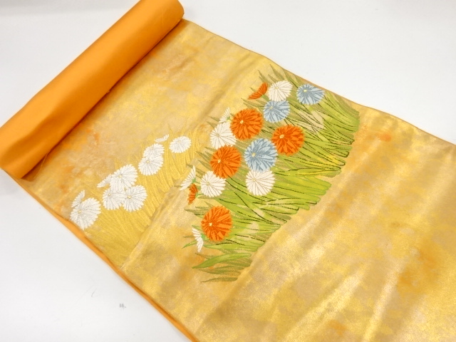 JAPANESE KIMONO / ANTIQUE BOLT FOR NAGOYA OBI / WOVEN FLOWER